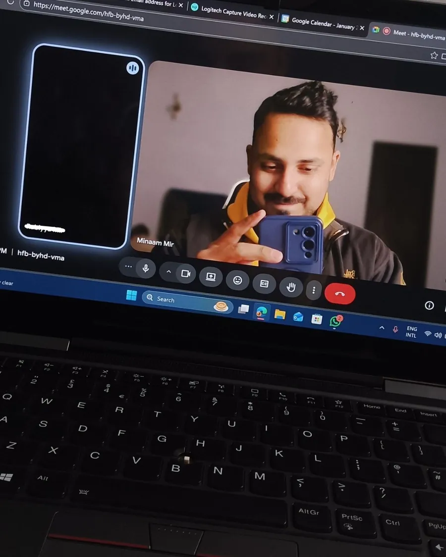 Minaam Mir on a client video call